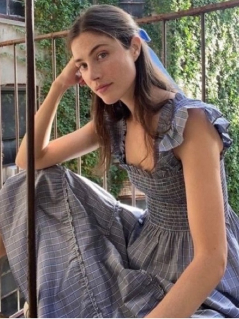 Hill House Home Ellie Nap Dress Tai Check Gray and Blue Plaid Size Large - Picture 15 of 15
